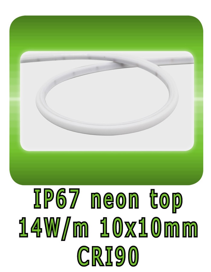 Neon strip top view 10x10mm 14W/m IP67